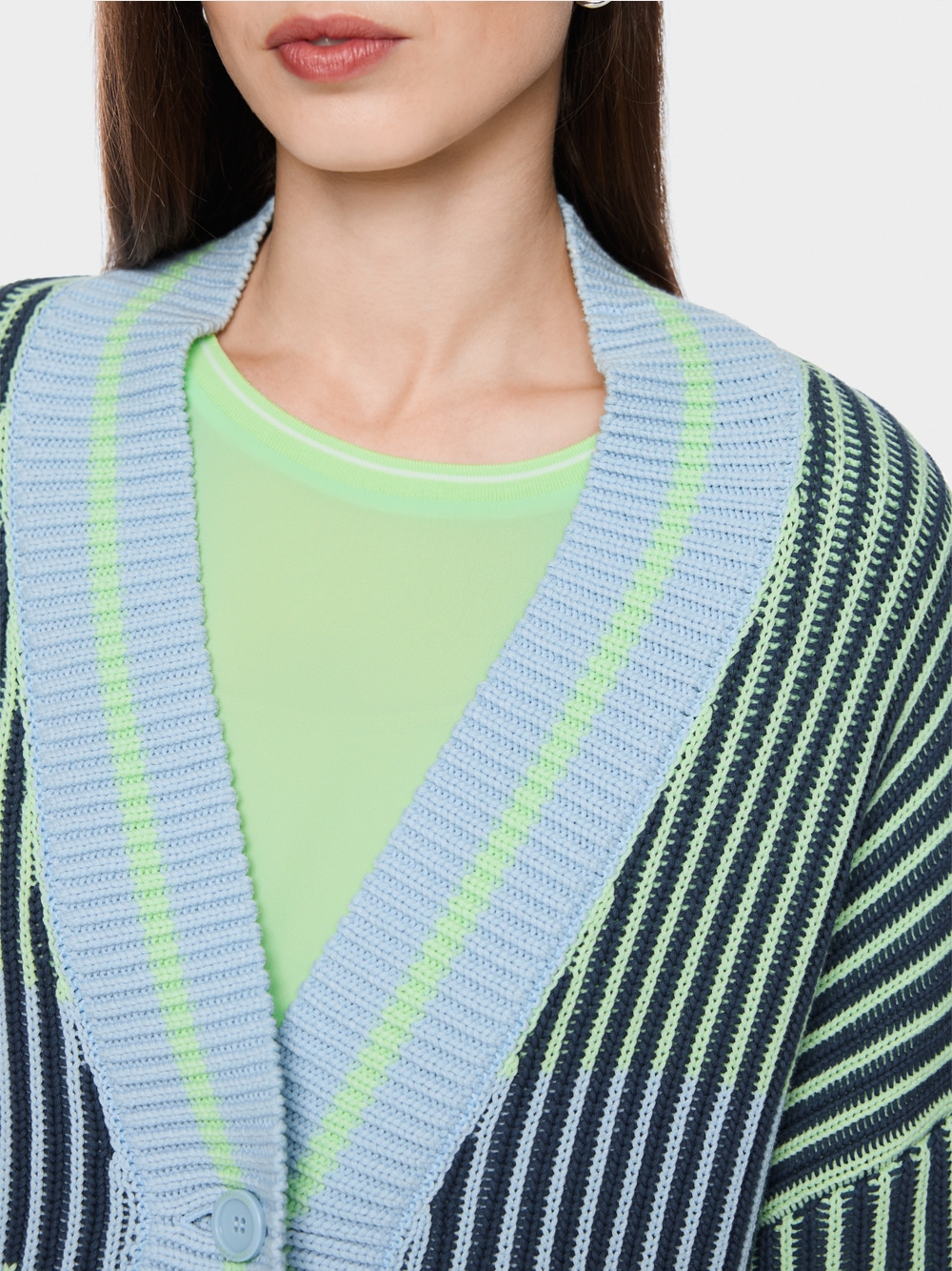 Pruhovaný kardigán „Knitted in Germany“ – Obrázok 3