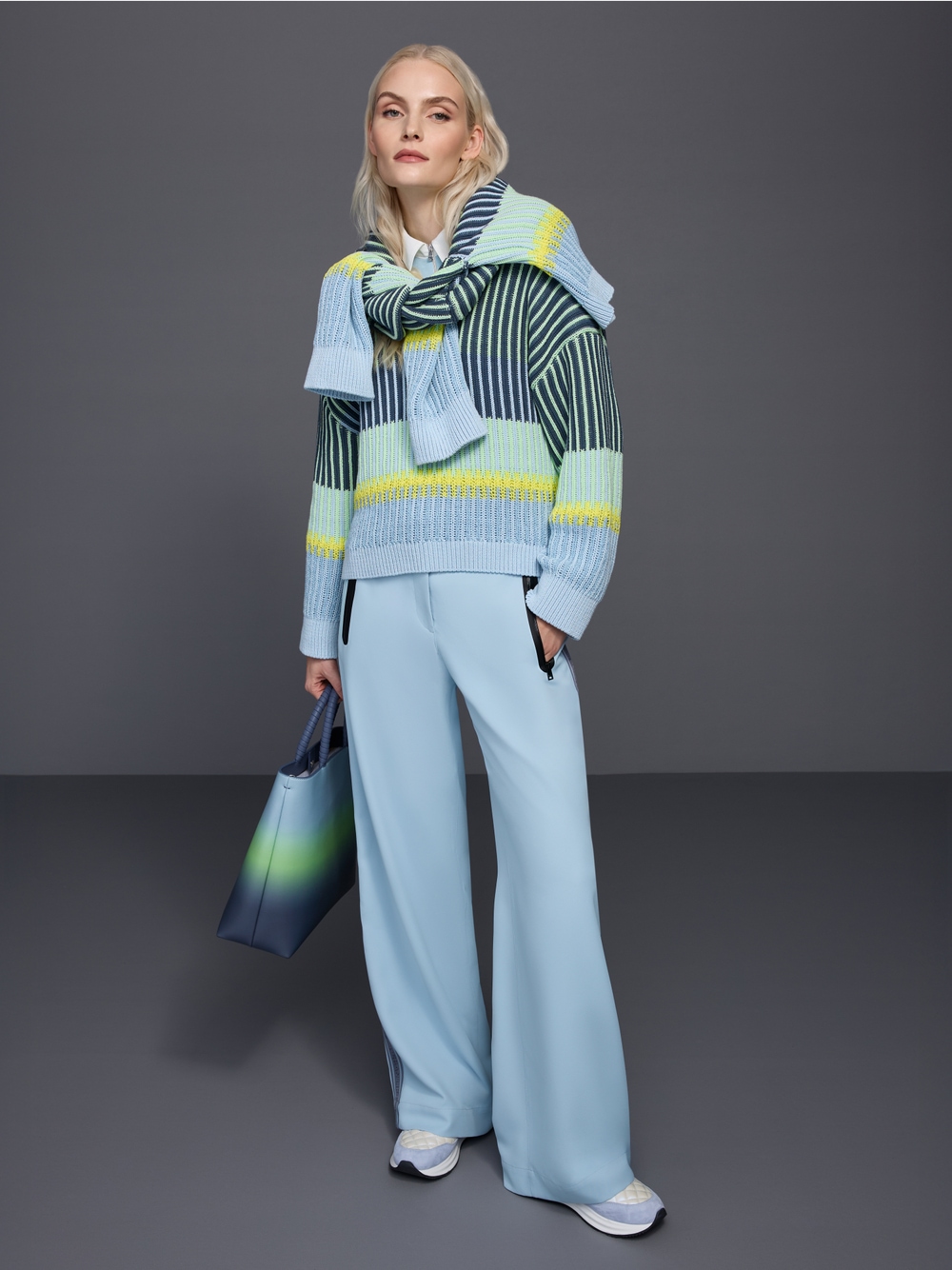 Pruhovaný kardigán „Knitted in Germany“ – Obrázok 6